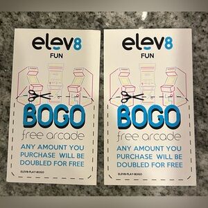 Elev8 Fun Entertainment Center Arcade Coupon Cards - Set of 2